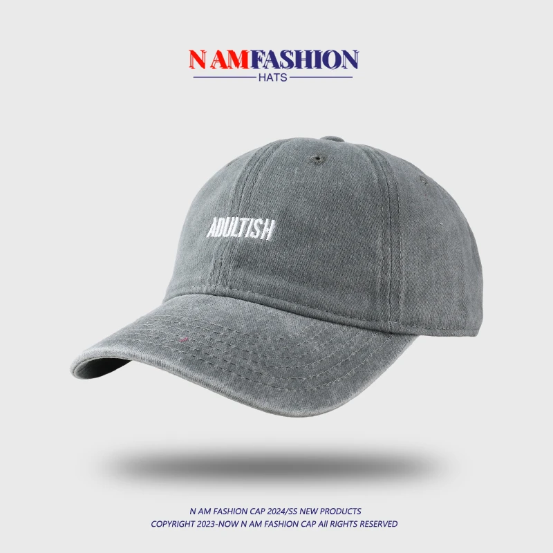 

Washed Cotton Baseball Hat for Men and Women Spring Summer Korean Style Versatile Personalized Minority Sun-Poof Peaked Cap