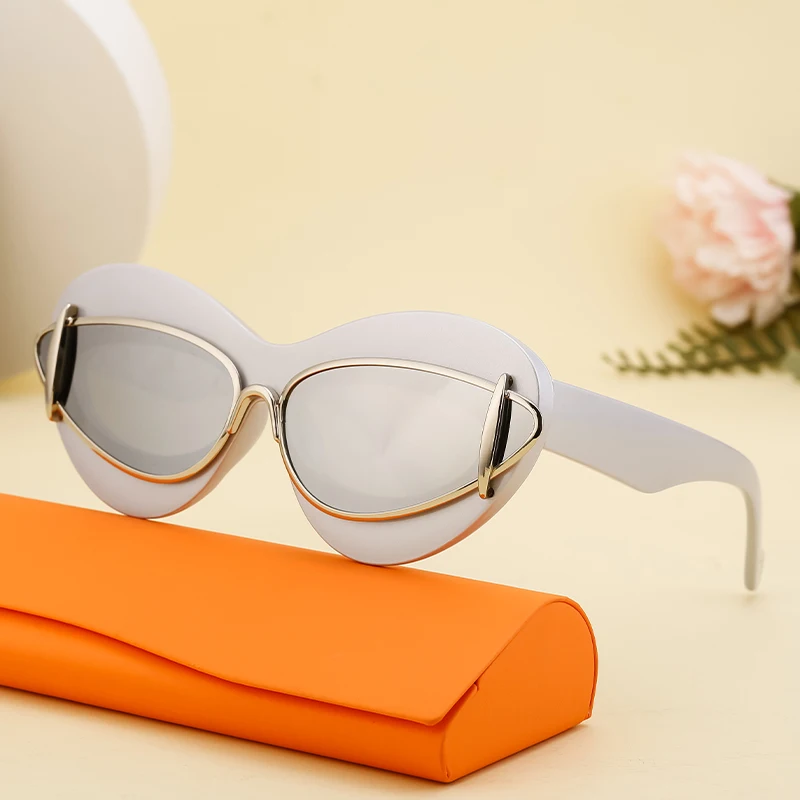 Modische Sexy Cat-Eye Sonnenbrille für Damen 2026 – Luxuriöses Markendesign, neue Doppelrahmen-Sonnenbrille für Damen, Cateye Shades Eyewear – Detail 10