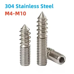 M4 M6 M8 M10 304 Stainless Steel Hexagon Socket Double Head Pointed Tail Self Tapping Screw Furniture Fixing Self Tapping Screws
