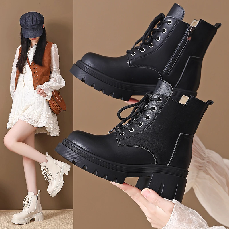 

Winter New Warm and Comfortable Height Increasing Slim Fit Solid Color Simple and Versatile Elegant Fashionable Women's Boots