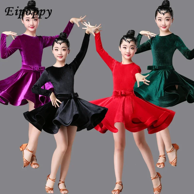 

Young Children Latin Dance Clothes Girls Exercise Clothing Competition Dance Skirt Professional Watch Performance Girls