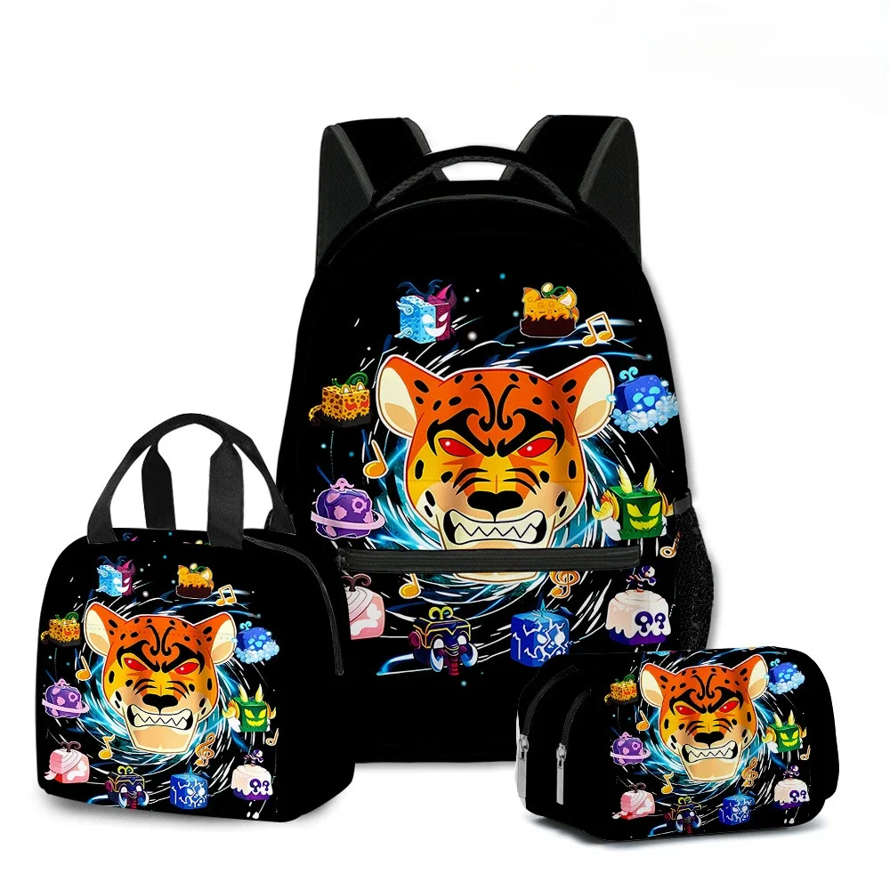 3D ROBLOX Game Blox Fruits Primary and Secondary School Students Schoolbag Backpack Lunch Bag Pencil Bag School Bag Mochila