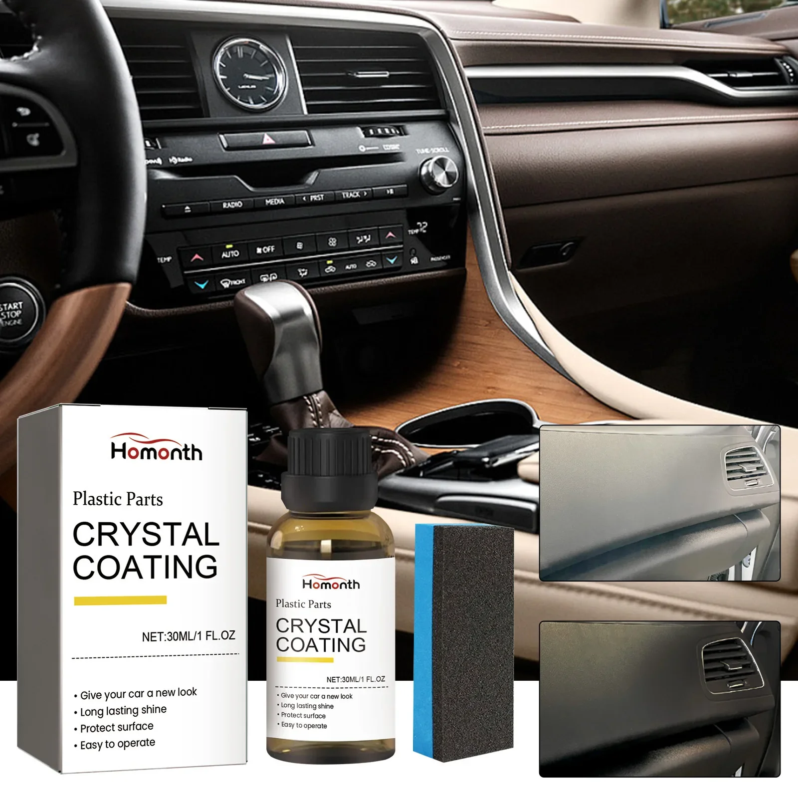 

Auto Interior Restoration & Coating Kit - Removes Oil Dust Fingerprints, Protects Surfaces & Refreshes Dull Plastic Interiors