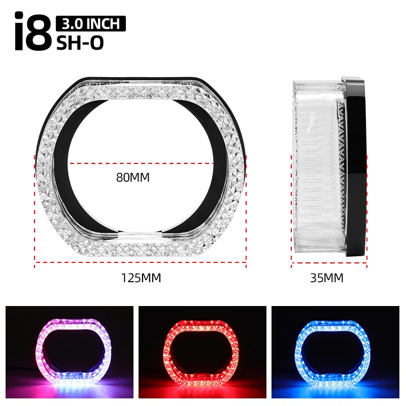 

2,5 "3" UO 2X Angel Eyes App Control RGB Маски для линз проектора Прямоугольные кольца Halo Автофара Автомобильные аксессуары Хрустальная лампа