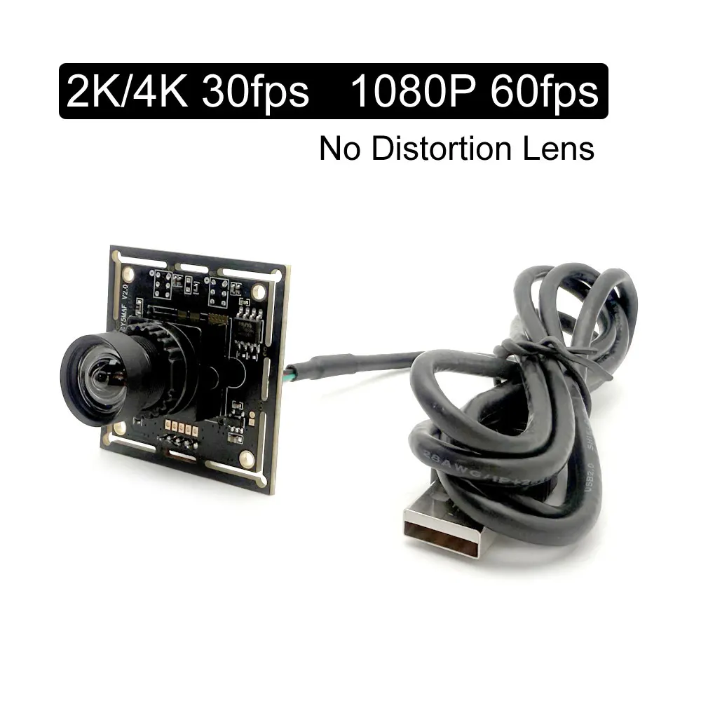 2K 4K 30fps USB Webcam Module 60fps 1080P PC Video Camera Board with 5MP No Distortion Lens