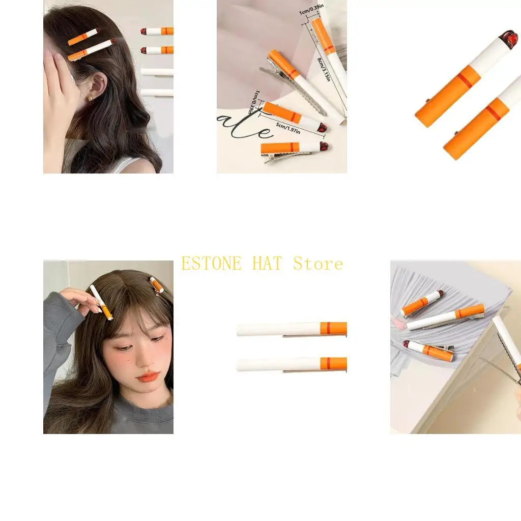 

49MF 2PCS Cigarettes Shaped Hairpins For Role Play Themed Parties Lightweight Hair Accessories
