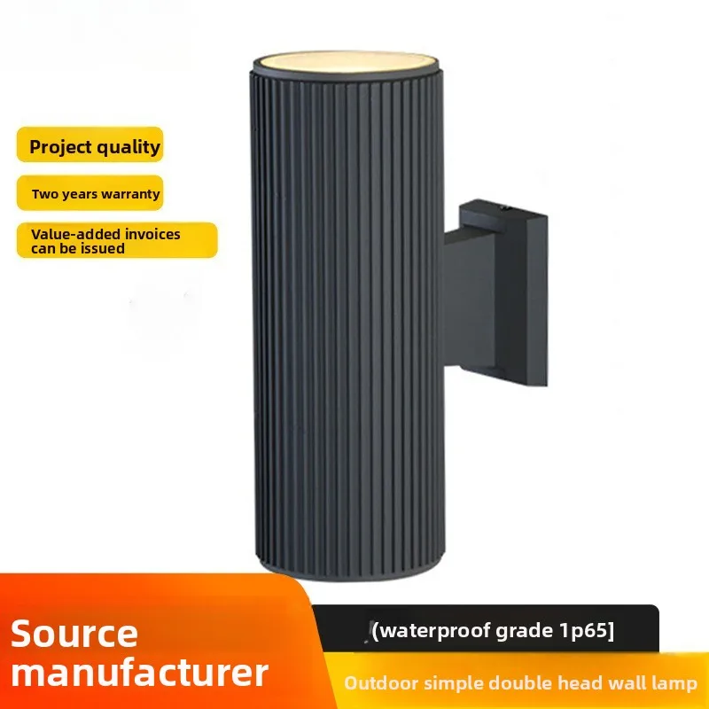 

E27 вверх и вниз, уличный водонепроницаемый светильник с двойной головкой в полоску, круглый двор, внешний коридор, дверной проем, черный алюминиевый настенный светильник