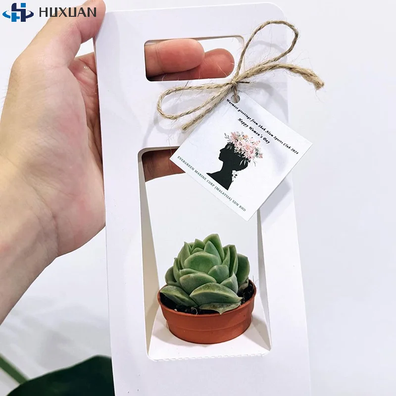 10pcs Double Sided Water Proof Kraft Paper Portable Flower Basket Bouquet Handle Carton Bouquet Holiday Gift Wrapping Box