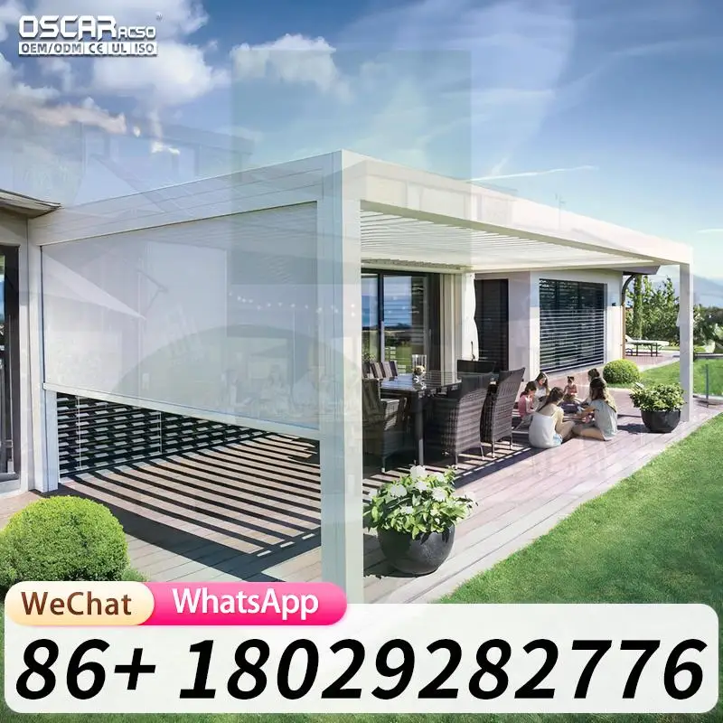 Fully Automatic Terrace Roof Retractable Sliding Folding Waterproof Aluminum Pergola Outdoor Garden Patio Deck Villa Backyard Ca