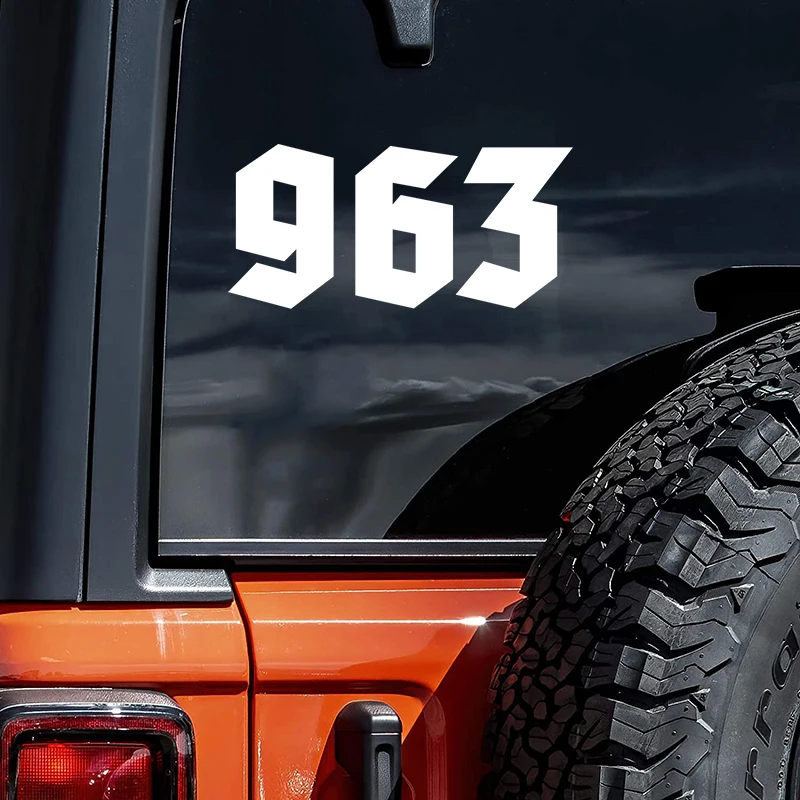 CK21102# Number 963 Vinyl Decal Car Sticker Trucks Vans Walls Laptop Waterproof Auto Decors for Bumper Rear Window