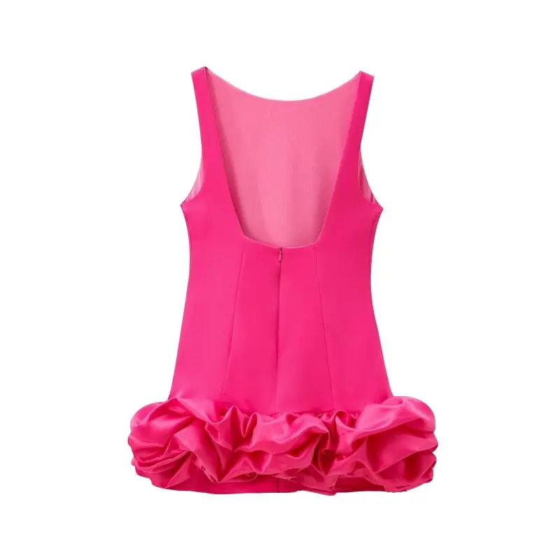 Simple Stylish Sleeveless Halter Short Dress Formal White Lady Tank Dresses Elegant Women Mini Bubble Skirt