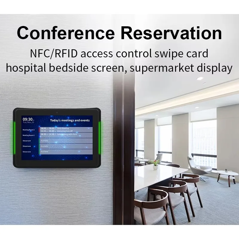 Wall Mount PoE RK3566 10.1 Inch Meeting Room Tablet PC Android 11 Display With LED Light Bar