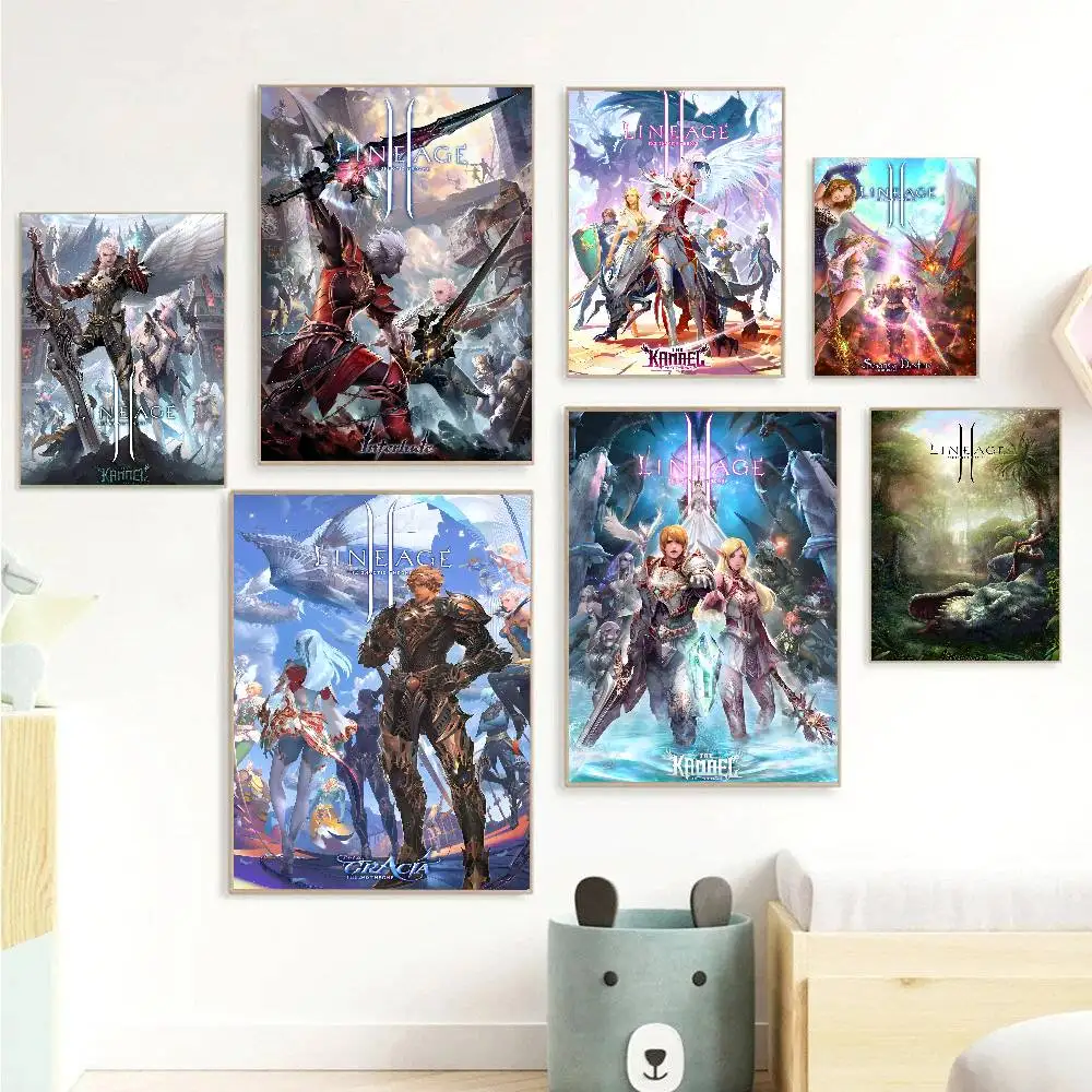 Póster de Lineage 2, Papel Impermeable, Adhesivo Decorativo para Cafetería, Bar, Arte Estético, Pintura Mural