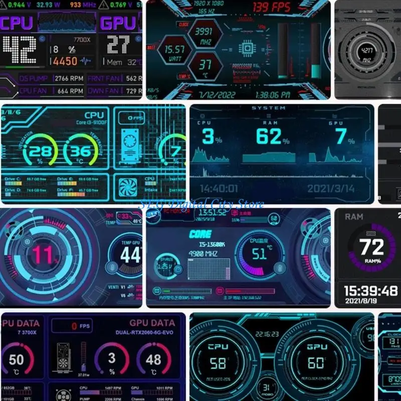 U75B 3.39Inch Secondary Display 960x376 Mini Display Aluminum Frame Easy To Position