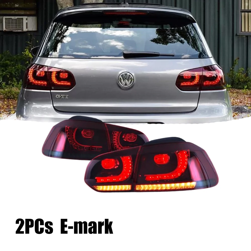 Pair Of Car Tail Light Assembly For VW golf6 mk6 R20 2008-2013 Dynamic Turn Signal Brake Reverse Fog DRL Rear LED Tail Lamps