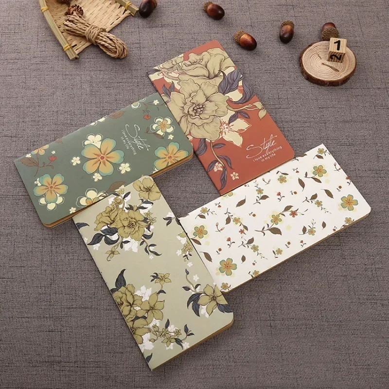 Beautiful Notebooks Vintage Flower 24 Pages Thin Notepads Simple Portable Notebook Student Teacher Stationery