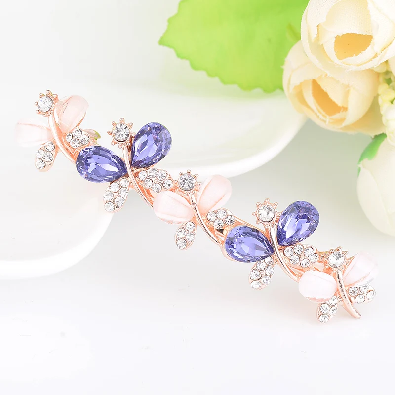 EASYA 3 Colors Fashion Shiny Butterfly Barrettes Hairwear Women\'s New Design Crystal Rhinestone Hairpins Jewelry