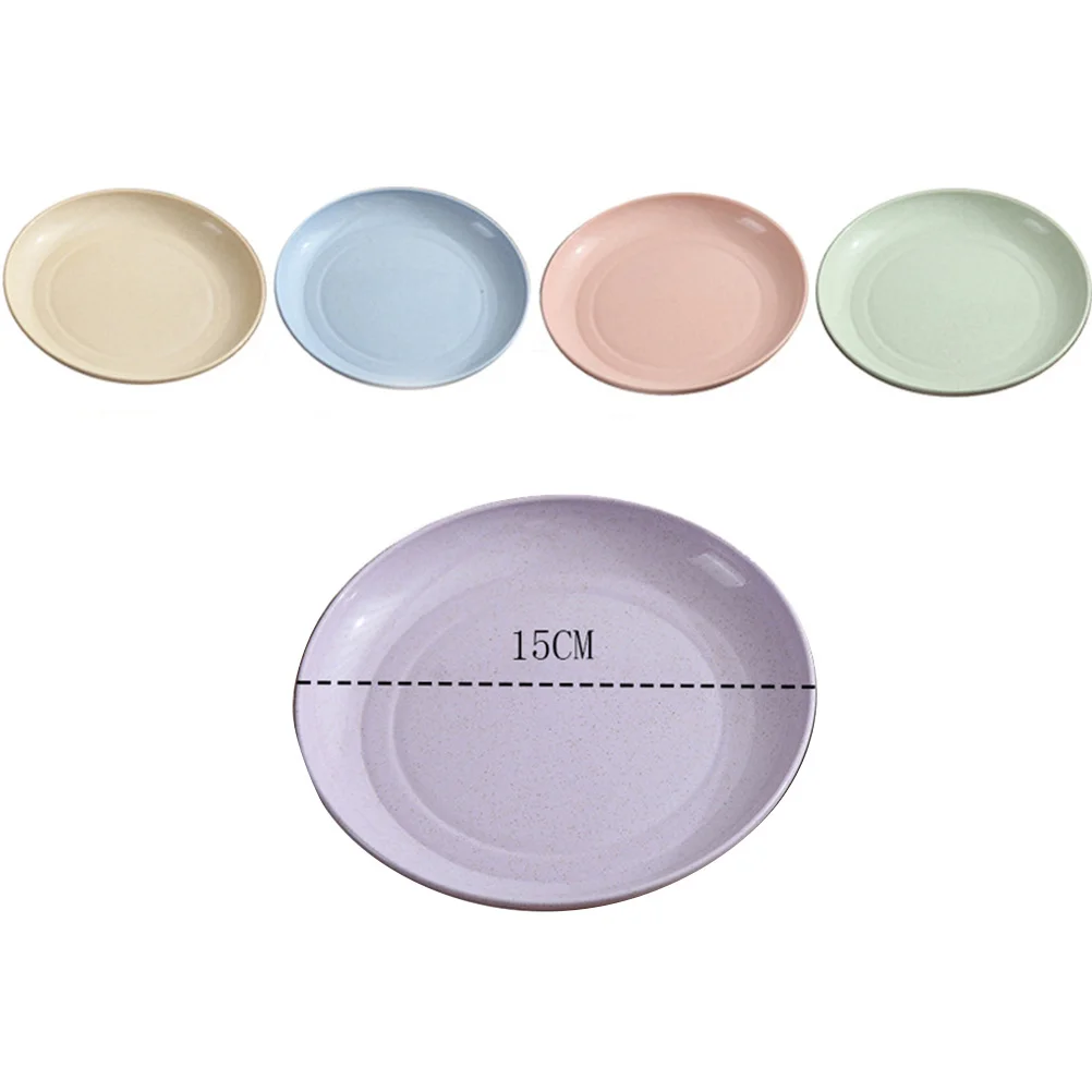 5 unids/set platos de paja de trigo vajilla Natural ecológica borde poco profundo fondo plano apto para microondas resistente a lavavajillas