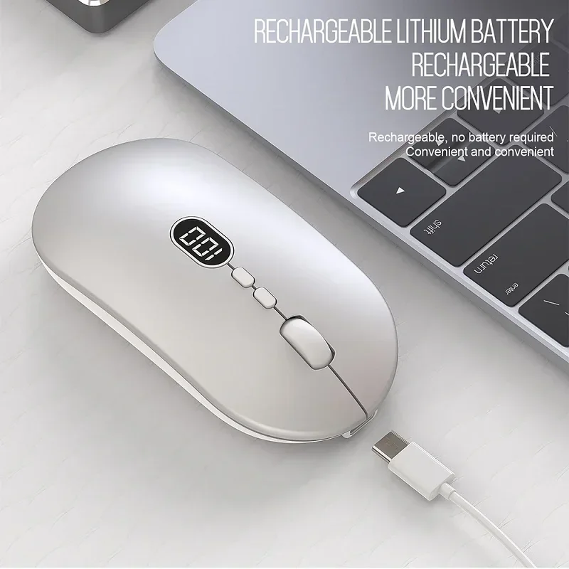 Ratón inalámbrico X1 para ordenador portátil con nivel de batería, ratón USB portátil recargable Visible de 2,4G, clic silencioso, Windows y Mac