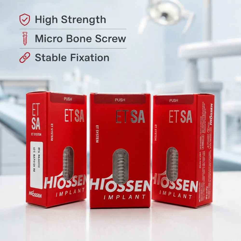 Hiossen ET‑SA System Dental Implant Micro Bone Screw Fixture Mini Screw High Strength for Dental Lab Use