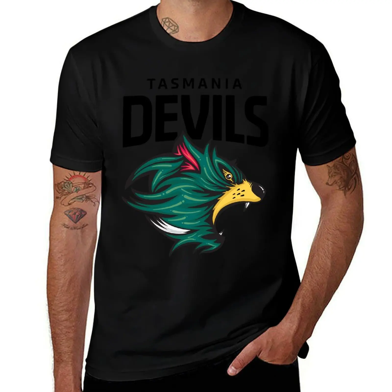 

Tasmania Devils Football Club Black Lettering T-Shirt t shirts cotton 100% man t shirts for men T-Shirt