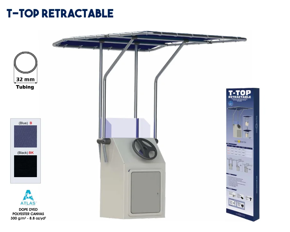 T-Top Retractable untuk Kapal Laut, Tinggi 2m, Pipa Aluminium 32mm, MA 082