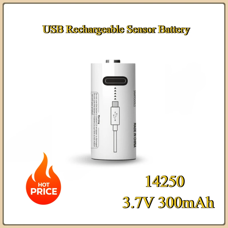 

New USB Rechargeable Sensor Battery - Red/Green 14250 3.7V 300mAh Rechargeable Lithium Battery