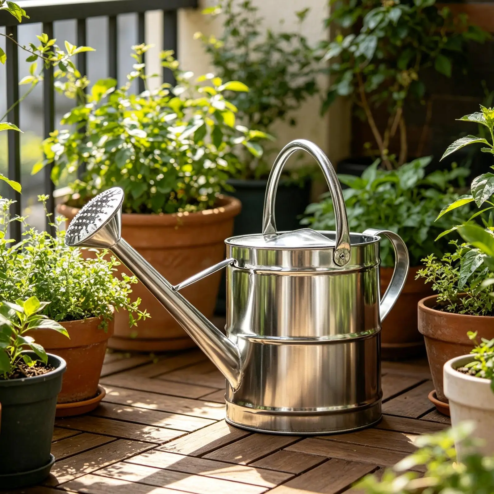 Large Capacity Watering Can Sturdy Stainless Steel Removable Spray Head Ergonomic Design for Watering Flowers and Potted Plants