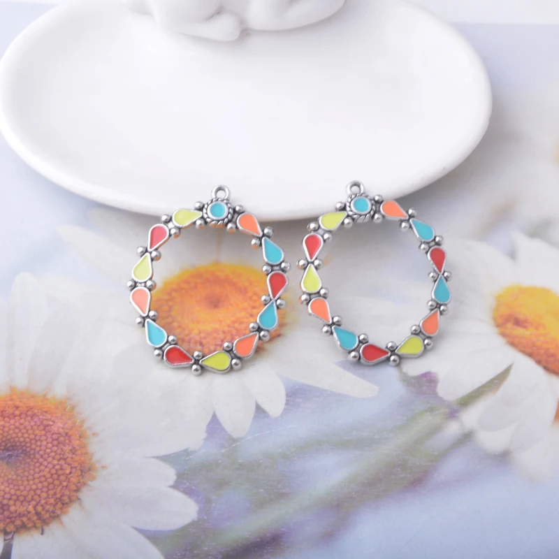 10 Stück Boho Zinklegierung Ohrringe Blumenanhänger Retro-Stil Anhänger-Set DIY Damenohrringe – Detail 5