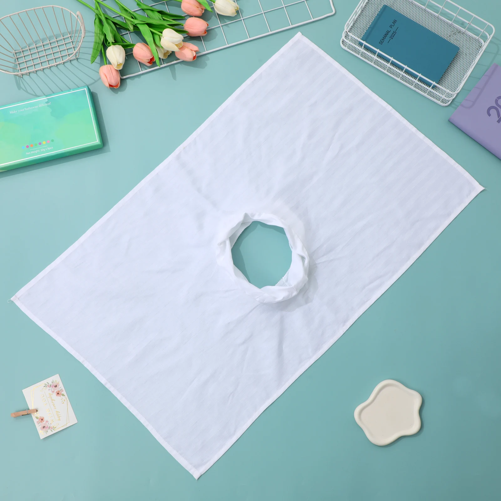 

Massage Table Sheets Satin Cloth Facial Cover Spa Bed Hole Lightweight Breathing Design Comfortable Massage Cloth Waxing