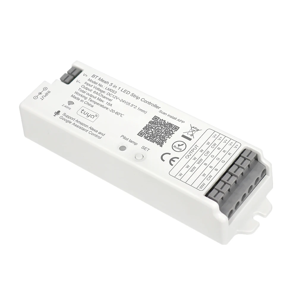 

5in1 LM053 Tuya Bluetooth Mesh Controller SmartLife TuyaSmart APP Control для затемнения CCT RGB RGBW RGBCCT LED Работа с LM091 RF