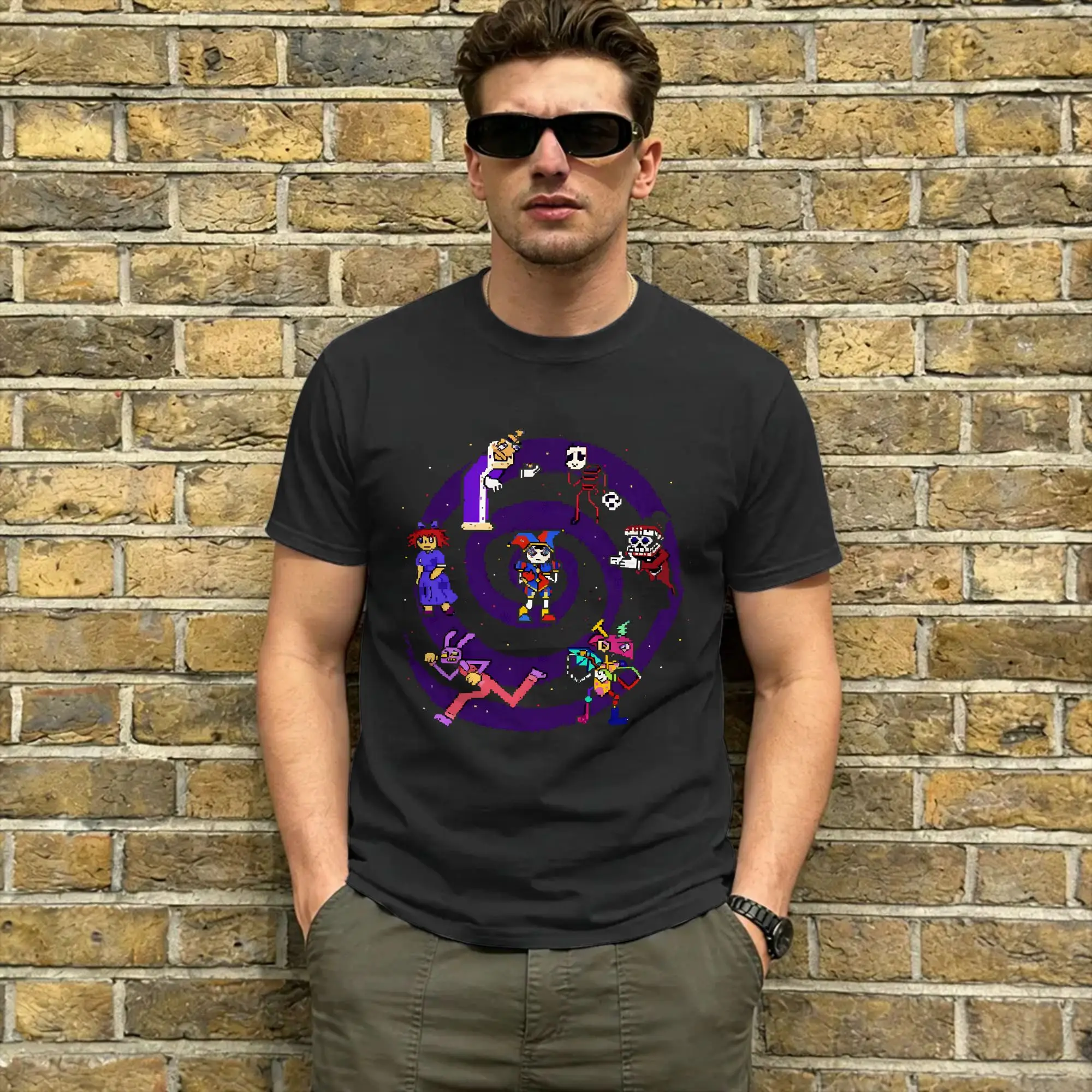 Vintage Cartoon Digatal Circus T-Shirt for Men O Neck Pure Cotton T Shirt  Short Sleeve Tee Shirt Adult Clothes