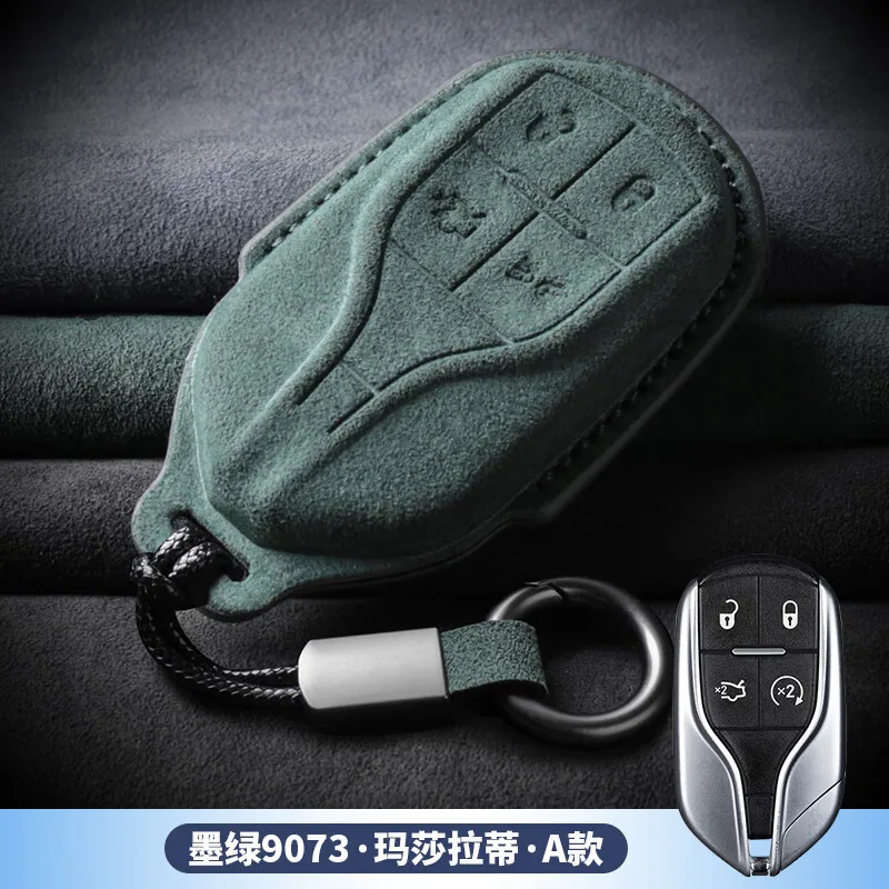 

For Maserati Ghibli GT Levante Quattroporte Grecale Alcantara Suede Key Cover Keychain Key Case for Car Accessories