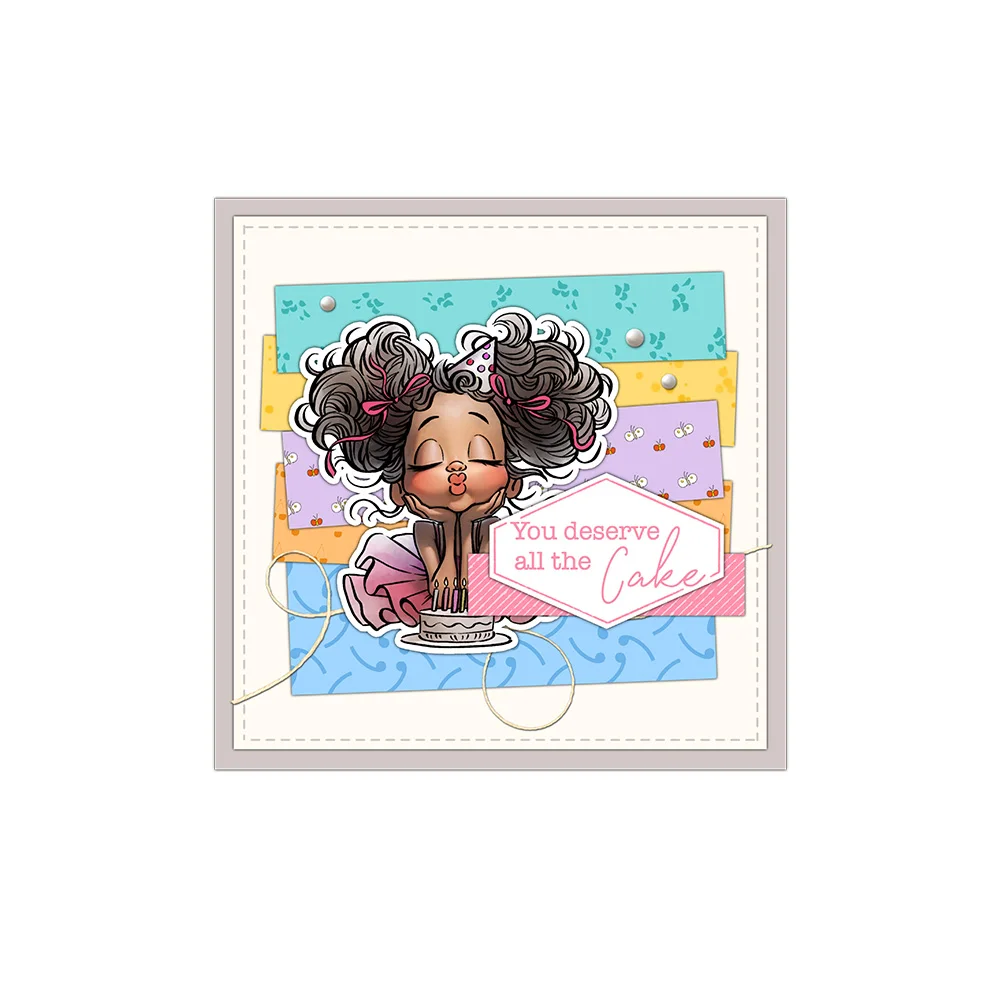 Mangocraft Happy Birthday Cake Little Girls Clear Stamp DIY Scrapbooking Supplies Silicone Stamp For Card Making Albums Crafts