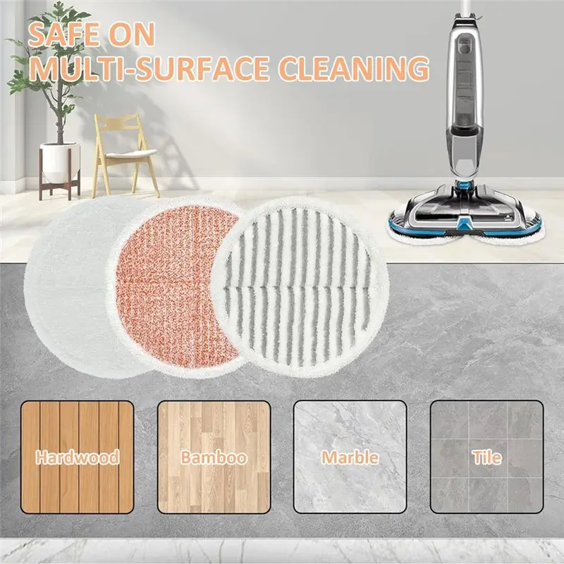 ABLL-8 Pack Mop Pads Replacement For Bissell Spinwave Mop 2124 2039 2037 2039A Series,Hard Floor Mop