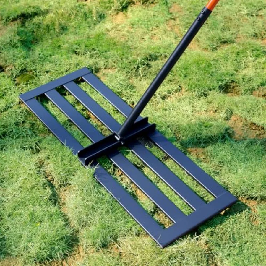 

Грабли для выравнивания газона 30''x10'' из нержавеющей стали с регулируемой ручкой 78 дюймов для заднего двора, сада, поля для гольфа, фермы, пастбища, профессионального использования
