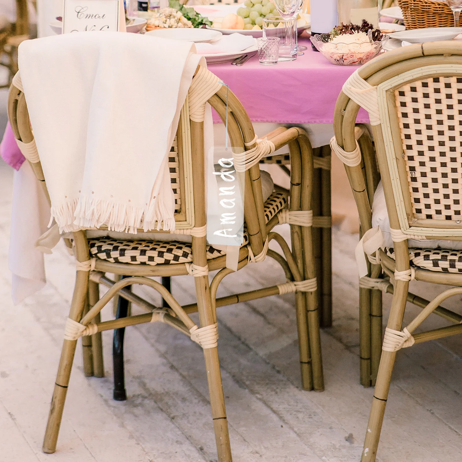 

5pcs Acrylic Wedding Chair Signs Hanging Reserved Tags Transparent Seating Decorative Party Birthday Banquet Business