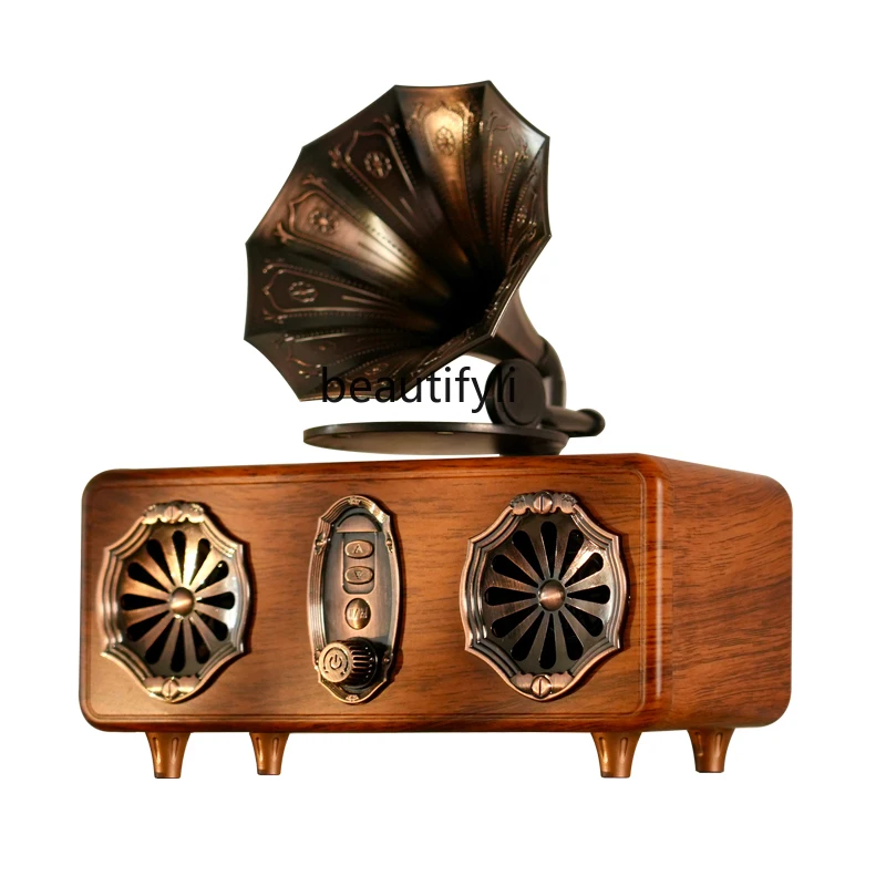 Retro bezprzewodowy głośnik bluetooth wysokiej wartości radio mała karta dysk U ciężki subwoofer domowy mini głośnik