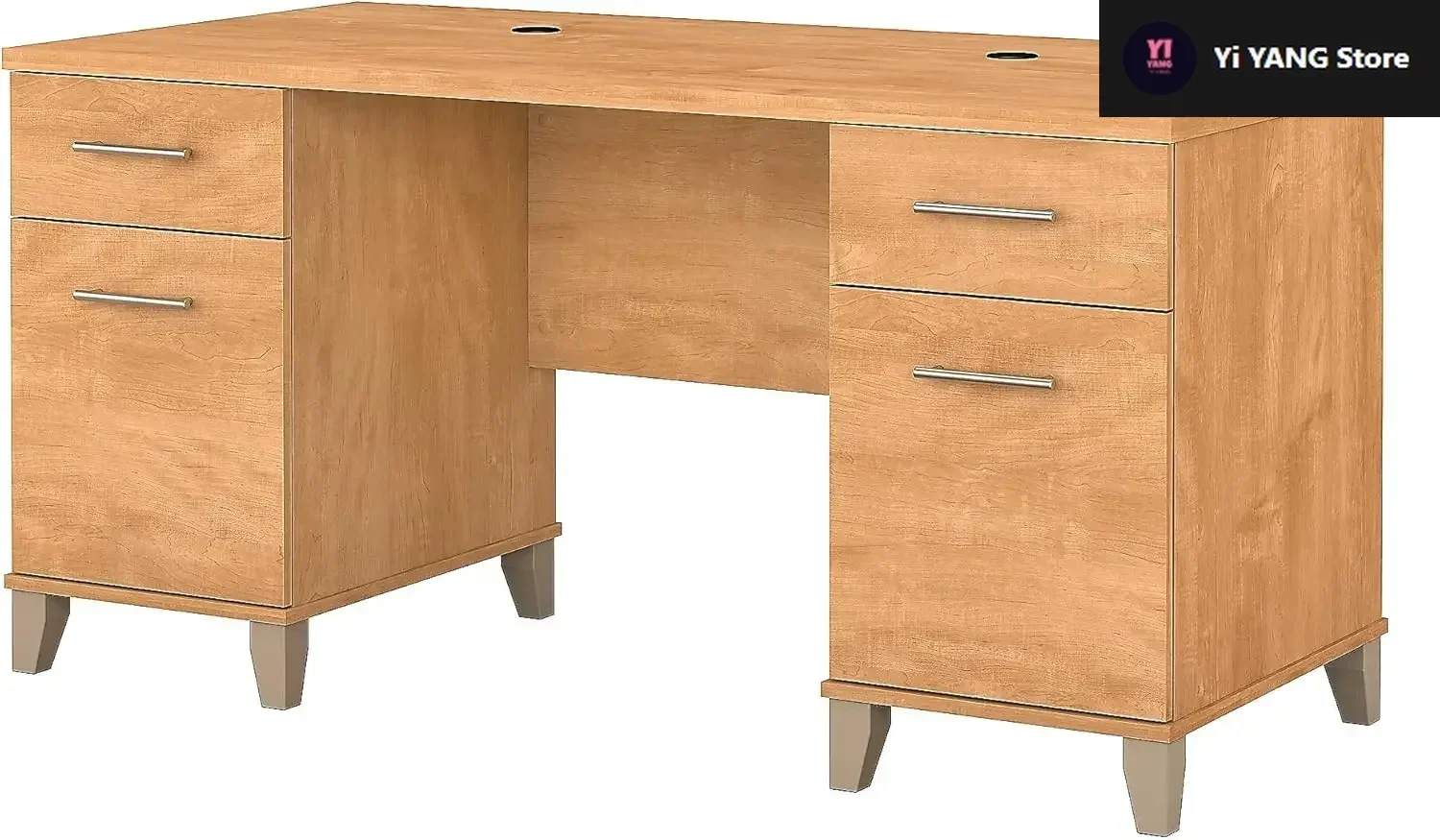 

60W Office Desk with Drawers in Maple Cross | Spacious Computer Table with Storage for Personal Workspace or Living Room