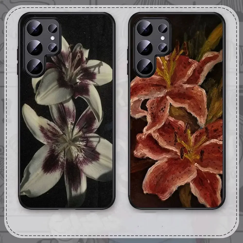 Ölgemälde Lilie Blume Telefon Fall für Samsung Galaxy S25 S23 S24 FE S22 S20 S21 S10 S9 Plus lite Ultra FE S30 Hinweis 20 10