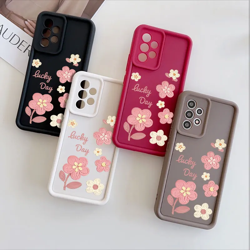 Phone Case For Samsung Galaxy A04 A05 A05S A06 A07 A13 A14 A15 A16 A17 A23 A24 A25 A26 A27 A33 A34 A35 A36 A37 Cover Flower
