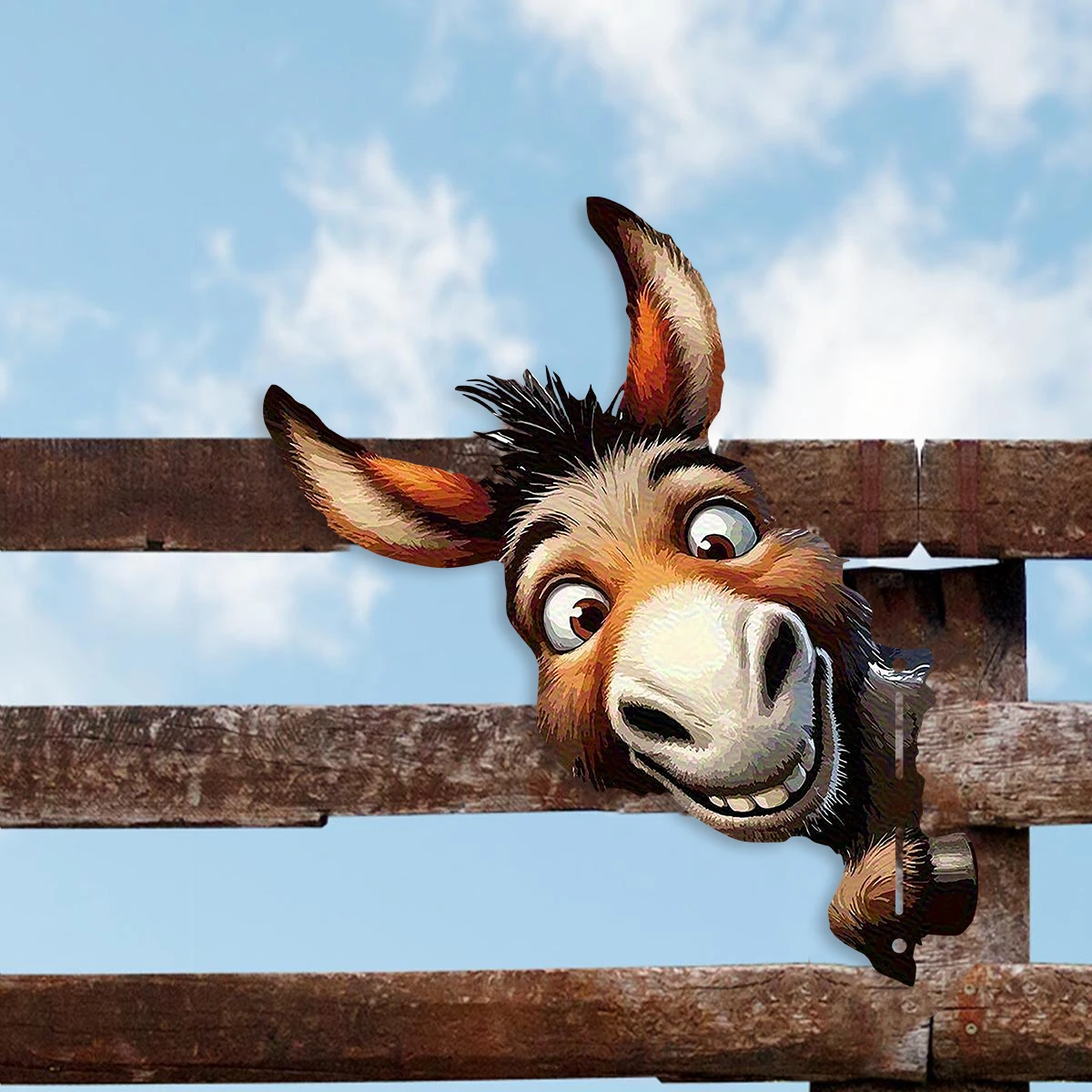 Metal Farmhouse Decor -  Peeking Donkey Head Fence Metal Decoration, Weather-Resistant Outdoor Garden Decoration