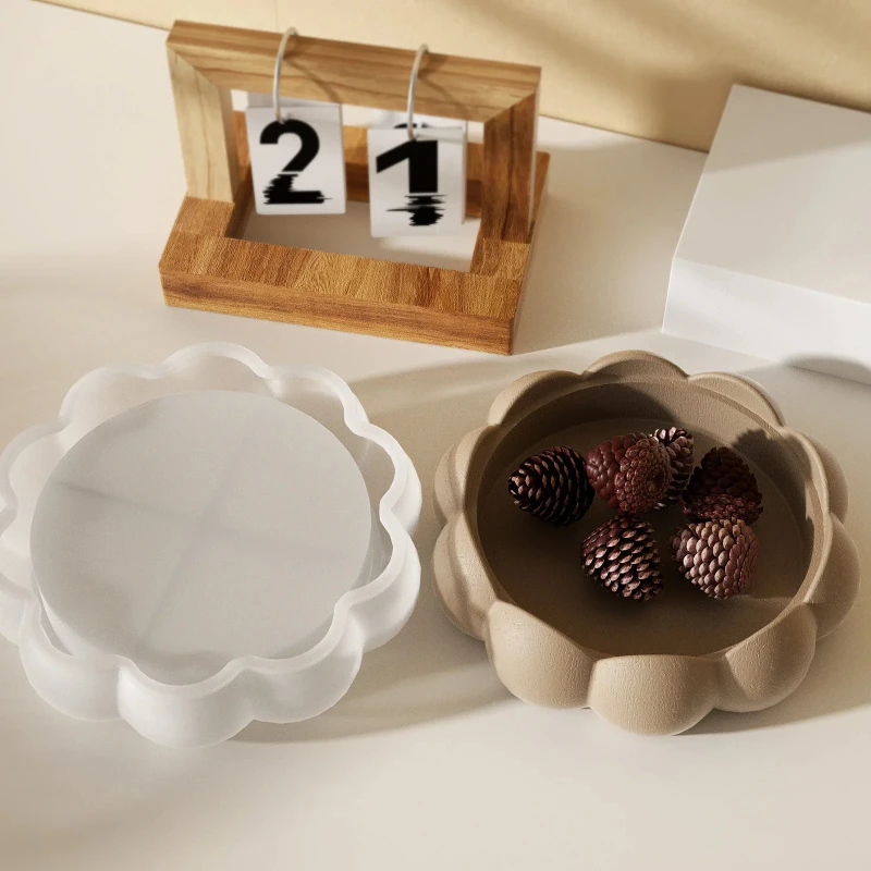 DIY Silicone Mold Bubble Beads Aromatherapy Plaster Storage Tray Lotus Flower Lace Plate Ornament Drip Moulds Christmas view 3