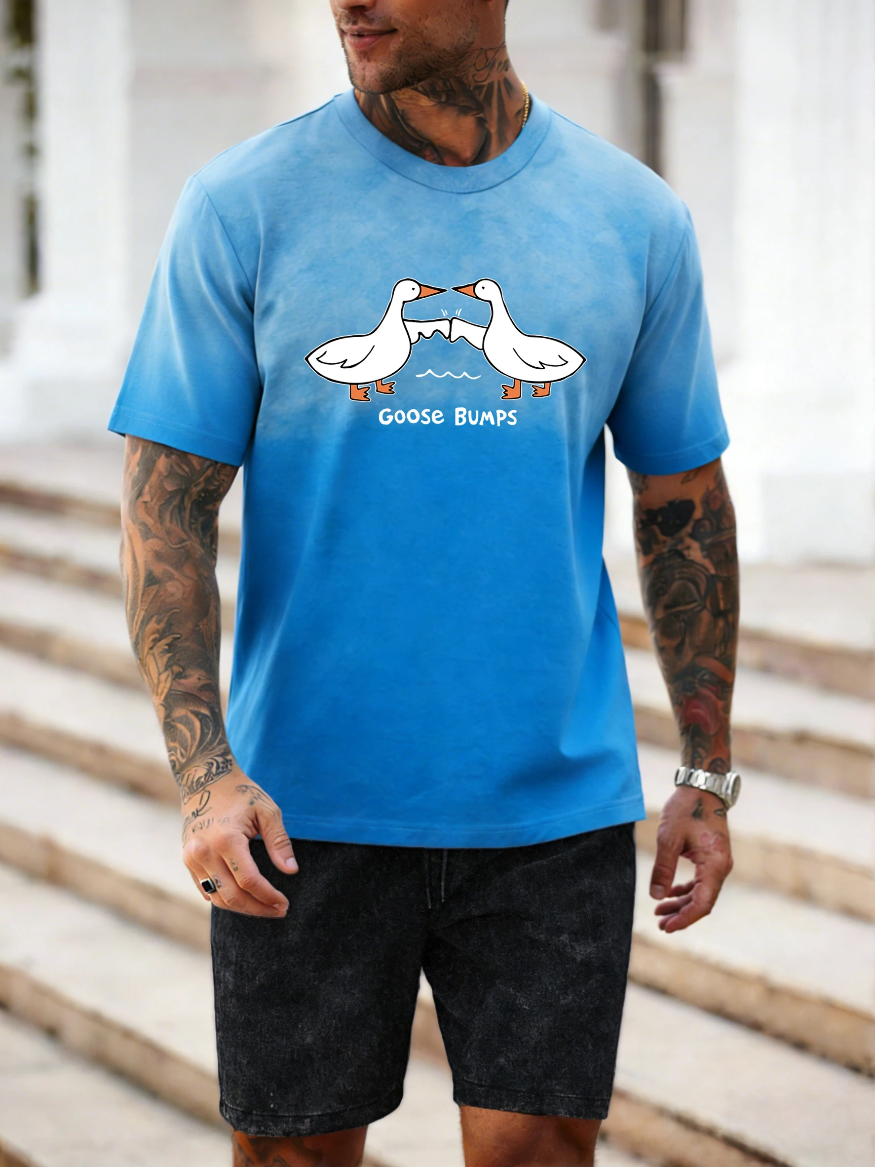 

Мужские футболки Good Bumps Ducks Print Cool Beach Tie-Dye из мягкого хлопка, ретро-футболки с круглым вырезом, модный комплект унисекс, летняя одежда