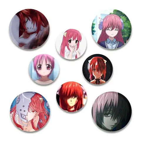58/44/32mm Anime Elfen Lied Round Pins Handmade Brooch for Clothes Backpack Decoration Cartoon Badge Jewelry Accessories Gifts