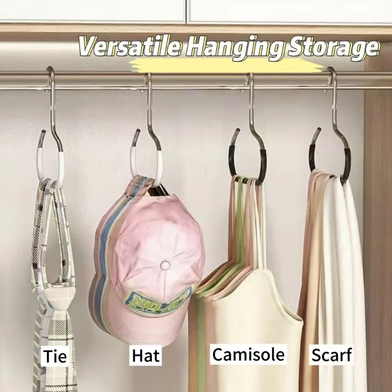 1-4PcsVersatile Manganese Steel Round Hook for Hats Ties Scarves Bags Strong Load-Bearing Closet Cabinet Organizer Holder Hook view 3