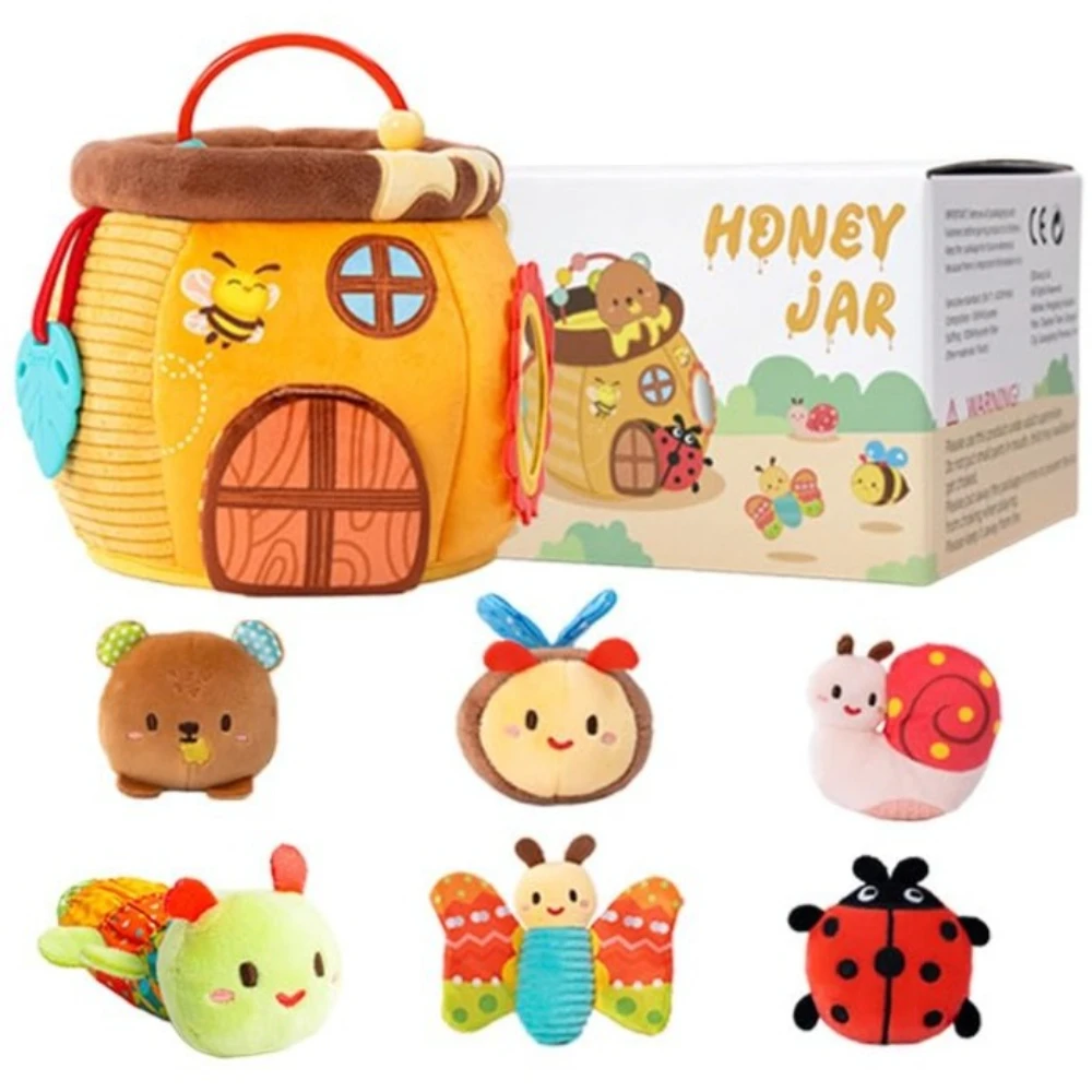 

7Pcs Montessori Soft Playhouse Set with crinkle paper, rattle & light mirror, sensory birthday gift for babies 0-3 years old