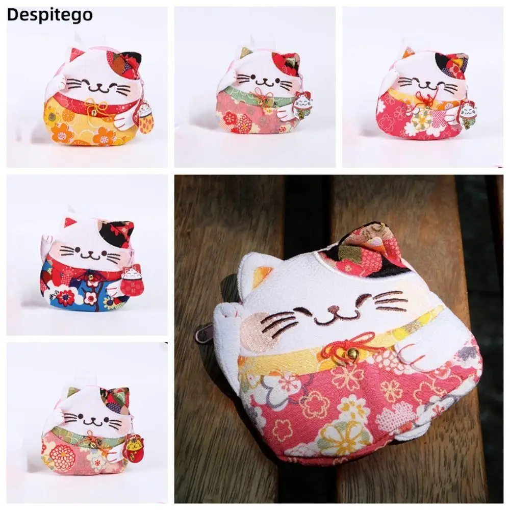 Maneki Neko Lucky Cat Coin Purse Clutch Lovely Cute Multi-color Pocket Cloth Storage Bag Fortune Cat Small Item Bag
