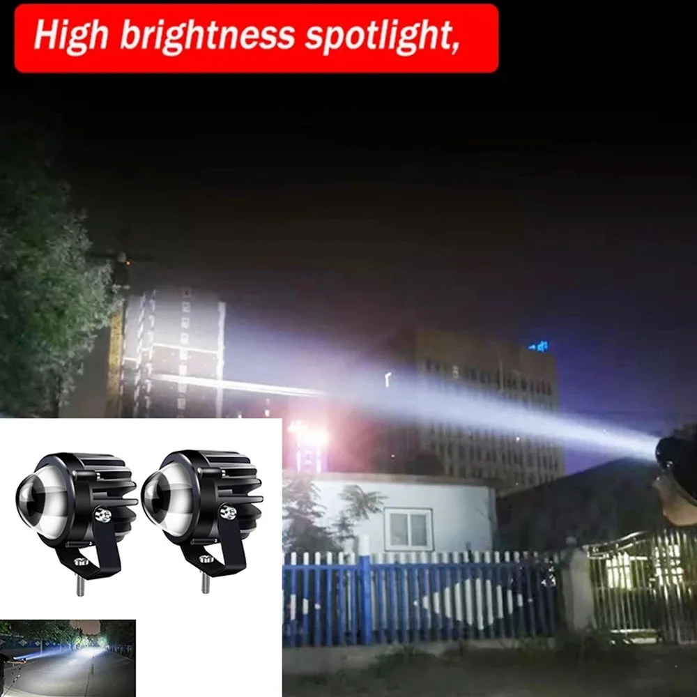 Motorcycle Projector Laser Light Led Lamp Headlights Fog Lamp Side Shooter Led Pods Yellow White Lens Spotlight For Trucks SUV