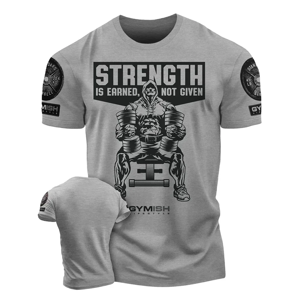 2024 Men's T-shirt Power Gym 3D Printed T-shirt Short Sleeve Muscular Man Tough Man Loose Comfortable Breathable Clothing Top